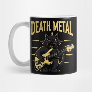 Death Metal Satanic Baphomet Cat playing guitar Mug